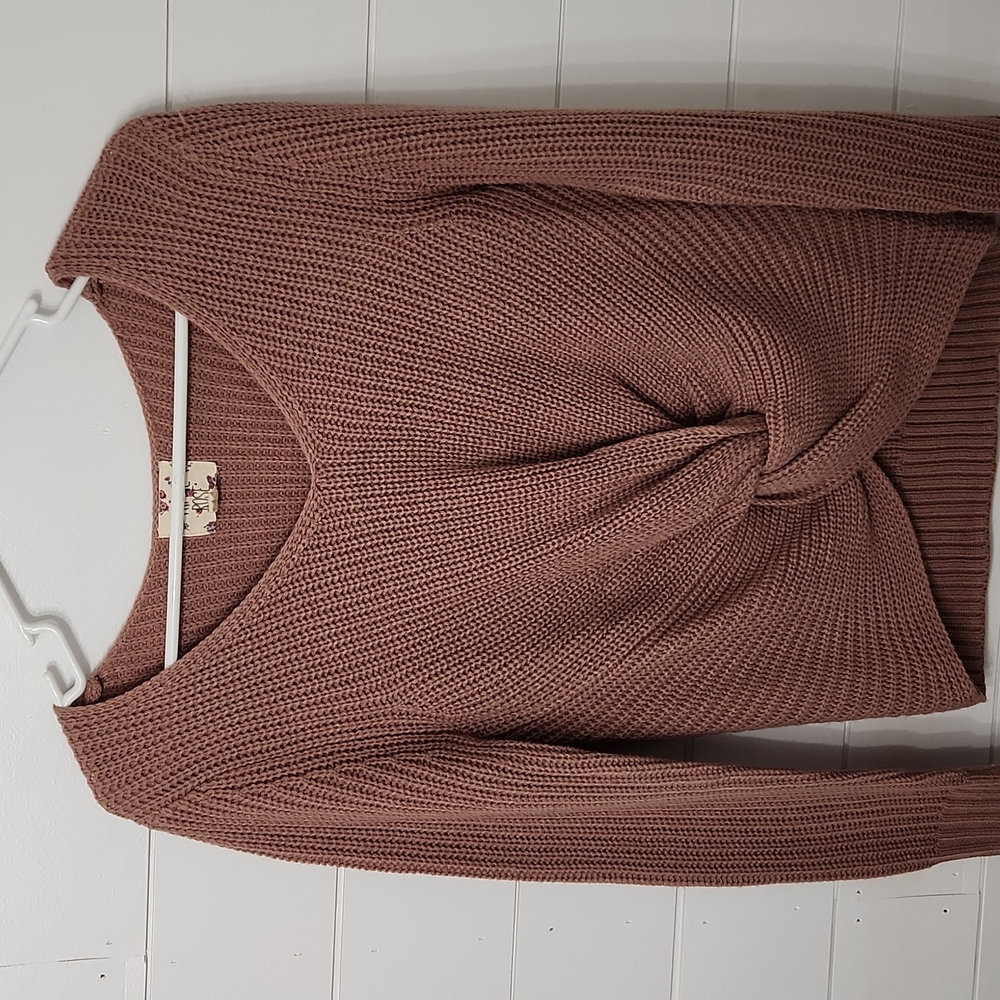 Hippie Rose Pink V-neck Sweater